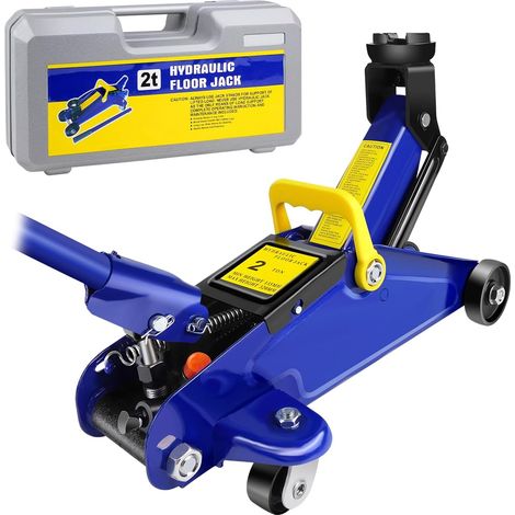 Car jack-Hydraulic hand-push jack-steel car jack-2 tons lifting capacity-height adjustable range 140 to 290 mm-durable-with handle and universal casters-for car maintenance (1/5)