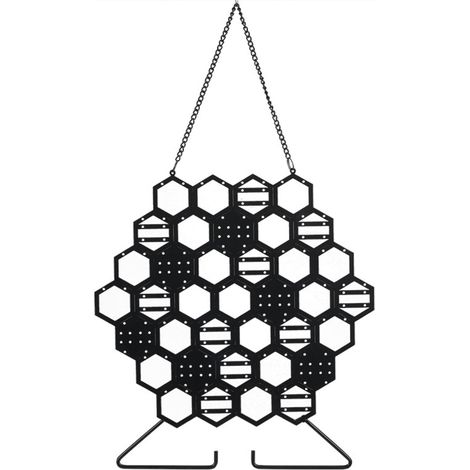 Porte-Bijoux Murale Hexagonal Noir à Suspension Metal [26x33cm] (1/4)