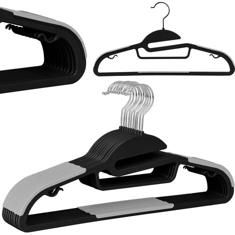 Flexible Kleiderbügel, 10er-Set, schwarz und grau