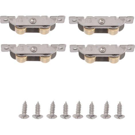 Lot de 4 roulettes coulissantes pour porte patio, roulement 88 type, double roue plate en cuivre, pour maison et bureau. (1/5)