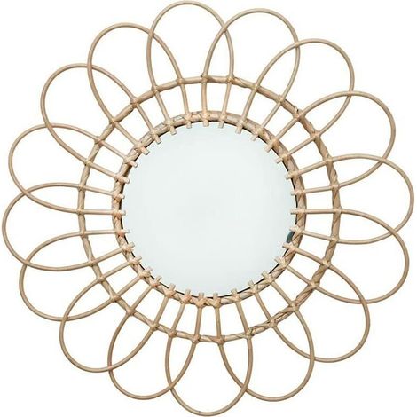 miroir decoratif en rotin decoration murale miroir en rotin pour salon chambre a coucher couloir rond (1/5)