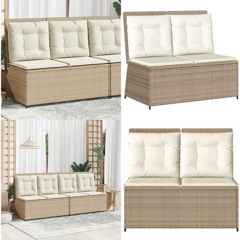 Gartenbank Verstellbar mit Kissen Beige Poly Rattan - Relaxbank - Sitzbank (1/5)