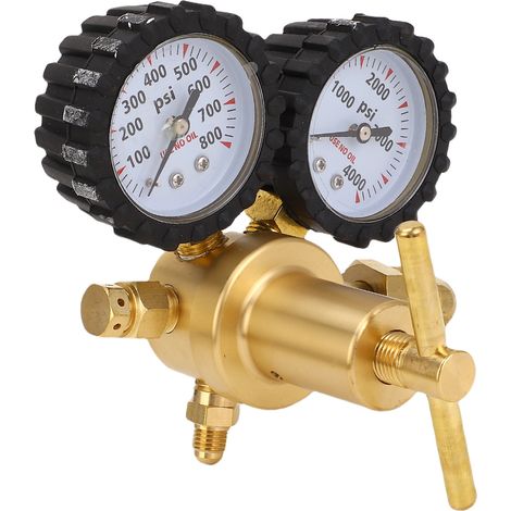 Kit détendeur azote laiton 0-800 PSI pour climatisation avec tuyau 152 cm raccord entrée CGA580 sortie flare mâle 1/4 pouce (1/5)