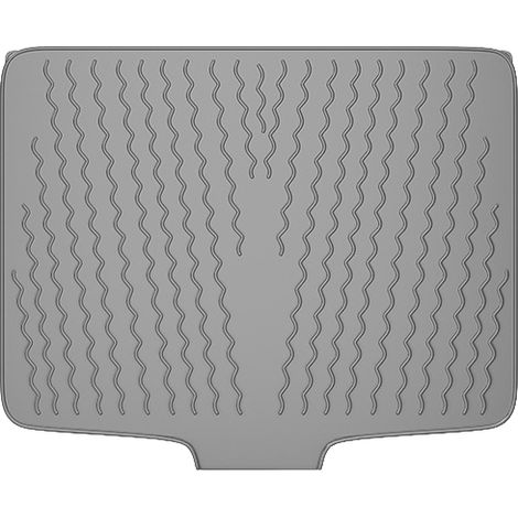 Alfombrilla de silicona para encimeras de cocina, con bandeja de drenaje integrada y superficie antideslizante (gris, 1 unidad). (1/5)