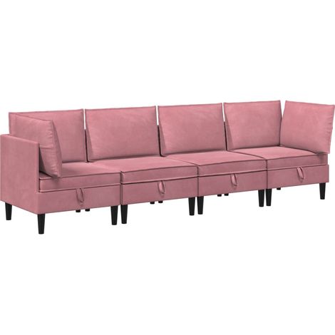 Wohnzimmergarnitur 4 Stk. Rosa Samt vidaXL