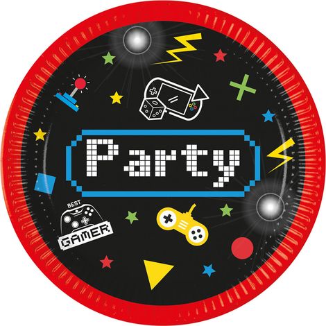 GRA Gaming Party Geburtstagsteller 23cm 8 Stück.