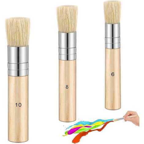 3-teiliges Set aus Holz-Schablonenpinseln mit Naturborsten für Acryl-, Öl- und Aquarellmalerei (1/4)