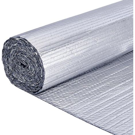Rouleau D'Isolant Réfléchissant 5 m X 40cm Feuille Isolante à Double Bulle de 2mm D'Épaisseur Rubans Adhésifs pour Fenêtres Camping Protection à Bulles en Feuille D'Aluminium (1/5)