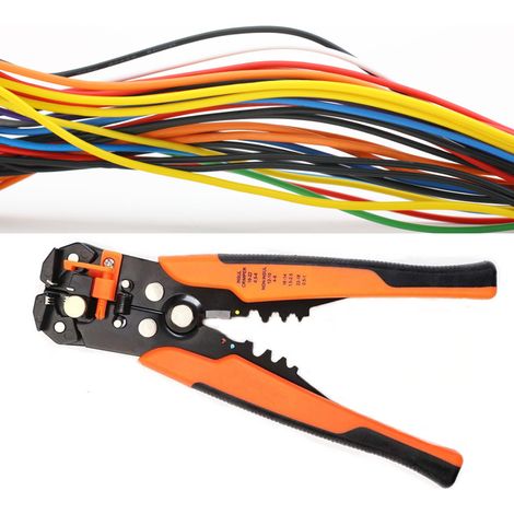 Pince à dénuder, couper et sertir les câbles, outil manuel orange pour électricien, dénudage et sertissage multifonction, pince à fils robuste. (1/5)