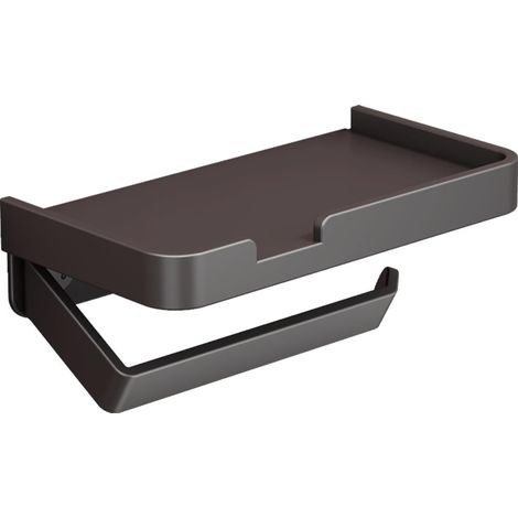 Toilettenpapierhalter ohne Bohren (mit Rahmen, schwarz) - Toilettenpapierhalter aus Aluminium ohne Bohren - Selbstklebend, geeignet für Küche und Bad.