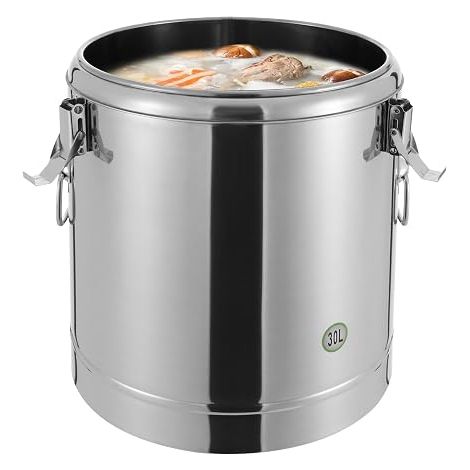 Seau Isotherme Professionnel 30L Inox 304 – Distributeur Boisson Chaude Froide sans Robinet, Isolation PU 12h, 3 Fermoirs Étanche, Cantine Restaurant Buffet Traiteur (1/5)