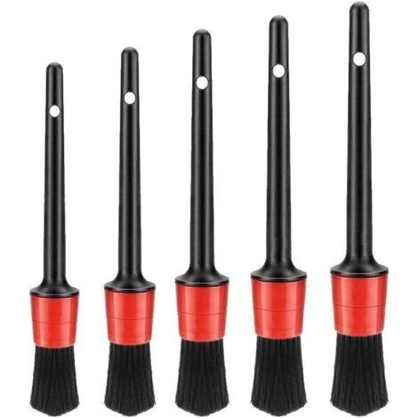 Pinceau Detailing, 5pcs Auto Detailing Brush Brosse de Nettoyage pour Voiture,Cleaner Brush Set pour La Voiture Tableau de Bord, Intérieur, Extérieur, Bouches D'aération (1/5)