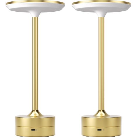 2er-Pack LED-Tischlampen, kabellos, wiederaufladbar, batteriebetrieben, 3 Farben, dimmbar, für Restaurant, Schlafzimmer, Terrasse
