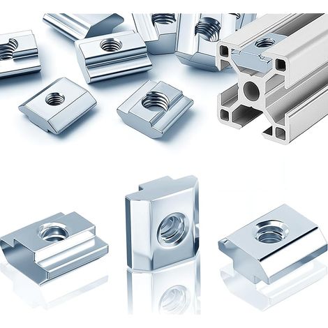 Lot de 30 rainures M8 Rainure 8, article M8 type B 40 x 40, écrou coulissant en T en acier au carbone pour 40 profilés en aluminium, fente d'extrusion, norme européenne (1/5)