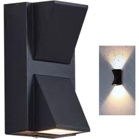 Ortviai Applique Murale Extérieure Double Face en ABS avec Éclairage Haut/Bas – 3000 K, Verre Trempé, IP44