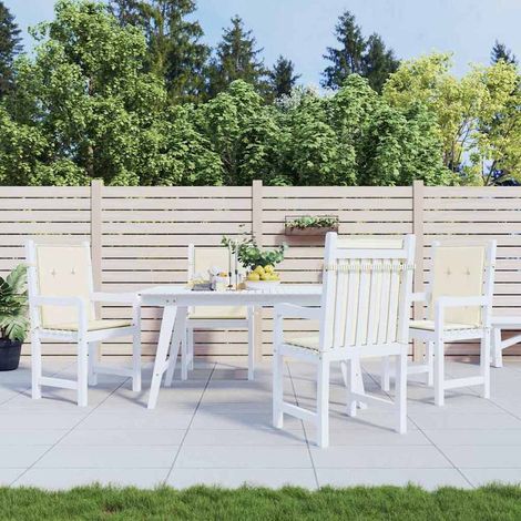 Coussins de chaise de jardin à dossier bas lot de 4 crème (1/5)