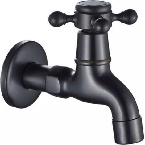 Robinet Vintage Eau Froide G1/2 Mural pour Lavabo Salle Bain Noir (1/5)