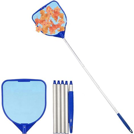 Épuisette de Piscine Télescopique,Filet à Mailles Extra Fines pour Nettoyage Surface & Fond,Perche Réglable 44-100cm,Compatible Piscine, Spa,Étang,Kit Entretien Complet - (1/5)