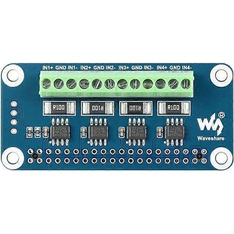 Waveshare HAT 4 canaux pour Raspberry Pi : surveillance du courant, de la tension et de la consommation électrique, avec interface ADC et I2C intégrées. (1/5)