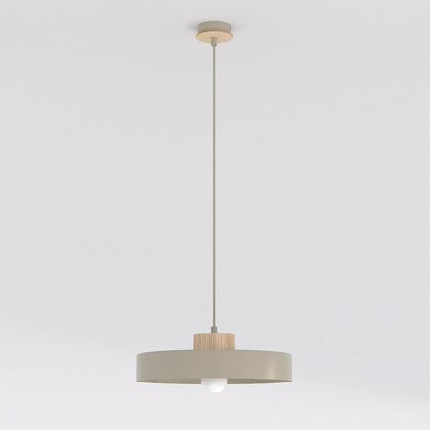 Lampada a sospensione KIVI in acciaio color mokka e legno (1/5)