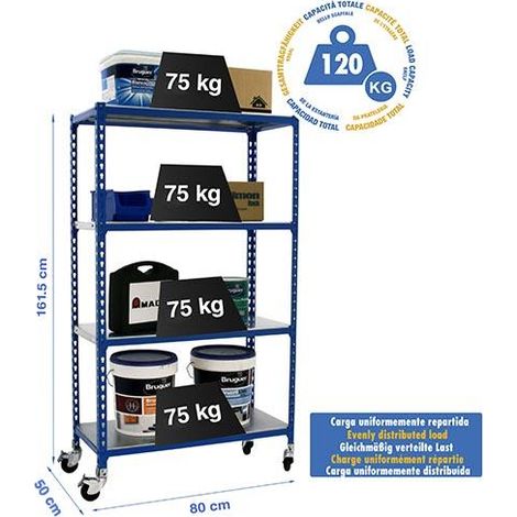 Simonrack SIMONCLICK MOBILE MINI scaffale in metallo blu galva