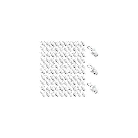 100 pinzas metálicas plateadas para cortinas con ganchos y anillas para ducha y ventana, decoración del hogar - Crezuo (1/4)