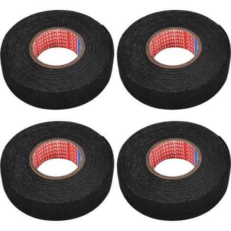19mm x 15m Cloth Wiring Harness Tape - Electrical Insulating Tape - Black Adhesive Tapes for Car(4pcs)