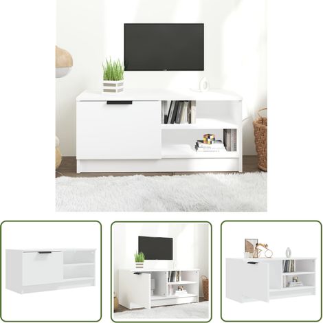 The Living Store TV-Schrank Weiß 80x35x36,5 cm Holzwerkstoff - TV Schrank - Fernsehtisch - Regal - Wohnzimmereinrichtung - Weißer TV Stand (1/5)