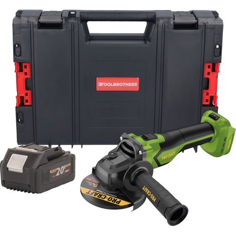 Amoladora angular a batería Procraft PGA22-BB 20 V 125 mm sin escobillas + 1 batería de 4,0 Ah + maletín RHINO Toolcase - sin cargador (1/5)