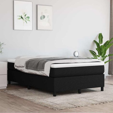 Cama box spring con colchón tela negro 120x200 cm (1/5)
