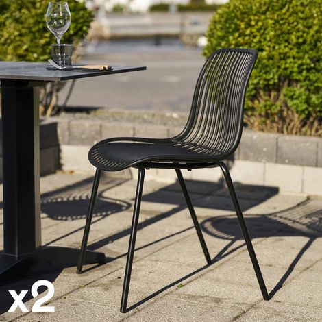 Chaise empilable en polypropylène noir (lot de 2) ELVA (1/5)