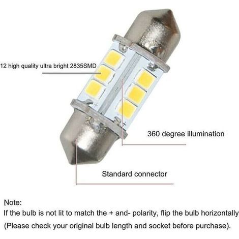 Marine LED Replacement Bulbs, Boat Bulbs, Super Bright 12 Volt 32mm Bulbs for Boat Navigation Lights (1/5)