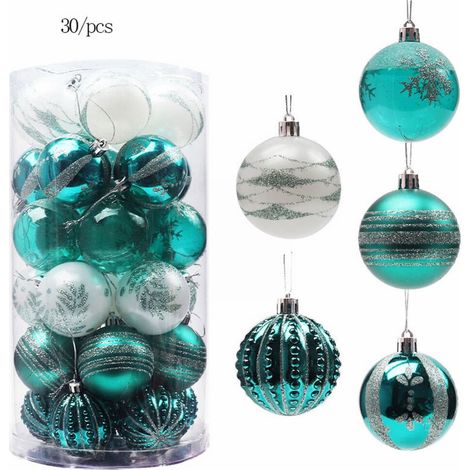 ELEVENTIME 30er-Packung hellgrüne, bruchsichere Weihnachtskugeln, 2,36 Zoll Durchmesser, geeignet für Weihnachtsbaumschmuck, können in großen Mengen aufgehängt werden und eignen sich für Weihnachten u