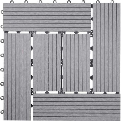 Piastrelle pavimentazione da esterno Rhone T831 WPC 30x30cm 11 pezzi 1mq grigio incrociato