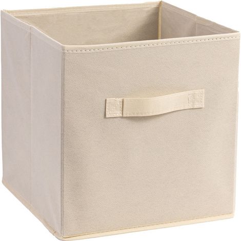 Aufbewahrungsbox, 2-teilig, Stoffkorb-Set für Aufbewahrungseinheit, 27 cm x 27 cm x 28 cm, beigefarbener Korb