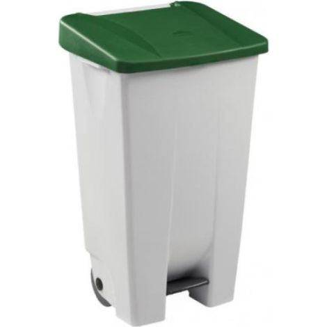 Poubelle mobile à pédale Mobily - 120l - vert / blanc (1/3)