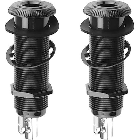 2 prises jack stéréo 6,35 mm 4 broches pour guitare basse, connecteur cylindrique entrée/sortie 1/4", accessoires guitare cuivre noir (1/4)