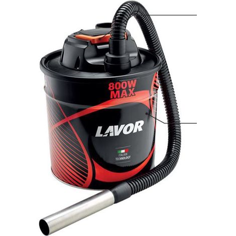 Lavor ASHLEY 112 Aspiracenere con Bidone 18 L 800 W Filtro HEPA Lavabile Tubo Flessibile 1 m colore Nero Rosso (1/4)