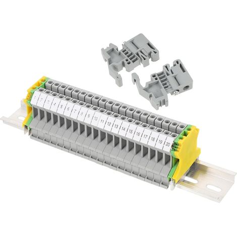Kit de bornier sur rail DIN UK-2.5b avec blocs terre et supports (1/5)