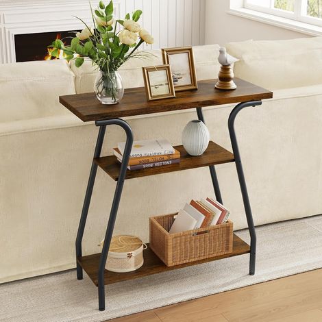 Table Console Table de Couloir, Table de canapé, Table d'entrée avec 3 étagères, Table d'appoint en Bois, 80 x 30 x 81 cm, Table de Couloir pour Salon, entrée, hambre à Coucher (1/5)