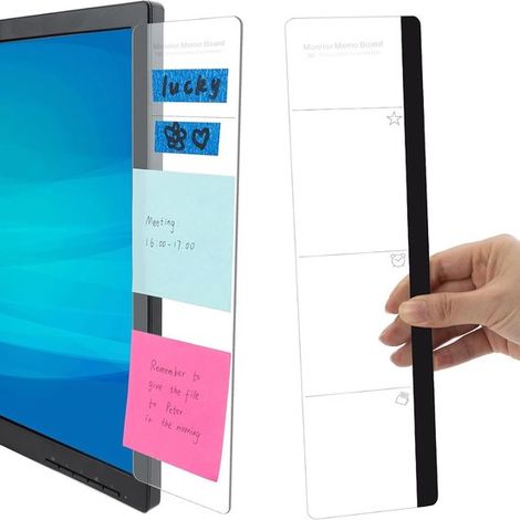 2 teilige Memotafel für Monitor Acryl Haftnotizhalter Büroorganizer für Nachrichten und Notizen (1/5)