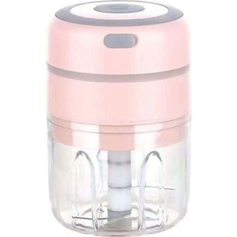 Mini affettatrice elettrica per cipolle, frullatore elettrico multifunzionale da cucina, ricaricabile tramite USB per verdure, frutta e carne (rosa), 8,5 x 8,5 x 13 cm