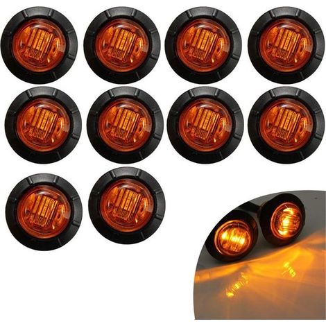 Confezione da 10 indicatori di direzione posteriori a LED da 3/4 di pollice, adatti per camion, rimorchi, insegne per cabine, insegne per camper, strisce luminose a LED per barche, luci freno a 12V (g (1/5)