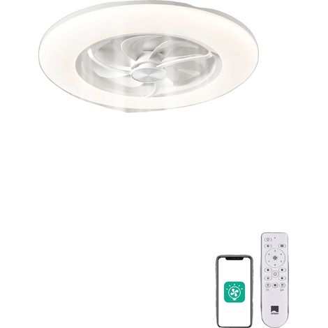 Ventilador de techo de 22,4 pulgadas de diámetro, diseño de 7 aspas, 6 velocidades, alimentación de CA, luz LED regulable. (1/5)