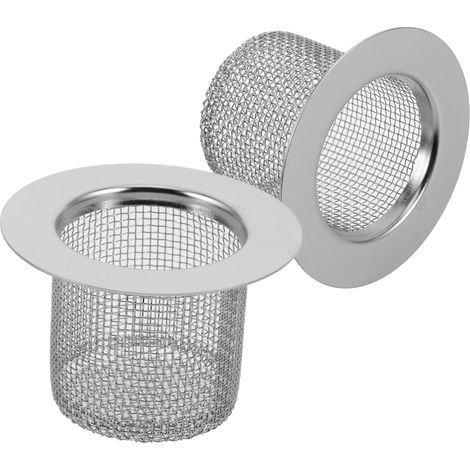 Lot de 2 tamis de vidange pour salle de bain - En acier inoxydable - Rond - Avec panier en maille - Filtre d'évacuation profond - 4 cm - Pour douche, lavabo, baignoire, cuisine (1/5)