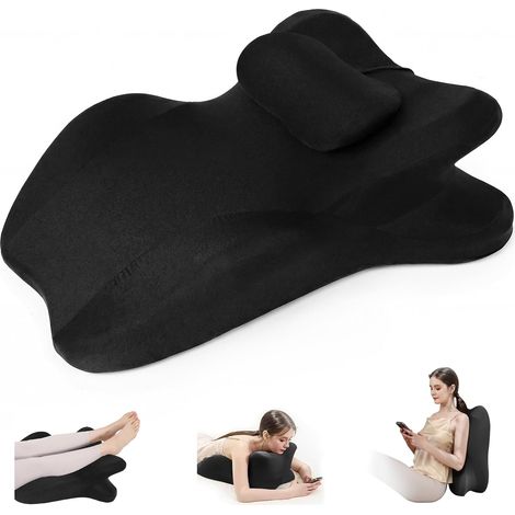Coussin Cale en Mousse à Mémoire de Forme 27°, Oreiller de Lecture pour Lit et Canapé avec Appui-Tête Amovible, Support Dos Cou et Jambes, Housse Lavable Antidérapante (1/5)