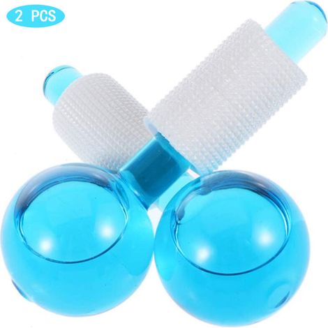 2 Pièces Rouleau de Glace Visage, Sphères Massantes Rafraîchissantes pour Soins de la Peau, Massage du Visage et du Cou, Anti-Cernes et Détente (1/5)