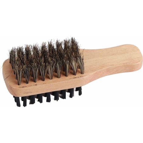 Brosse à barbe à manche en bois double face pour l'entretien de la barbe et de la moustache. (1/5)