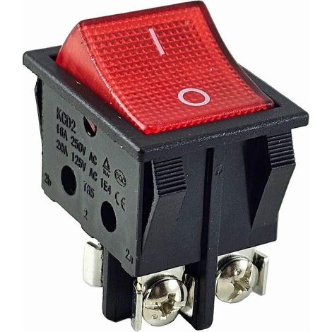 16A 250V LED-beleuchteter Ein/Aus-Wippschalter (DPST), Einbauversion, Schnappverschluss mit Schraubklemmen (1/4)