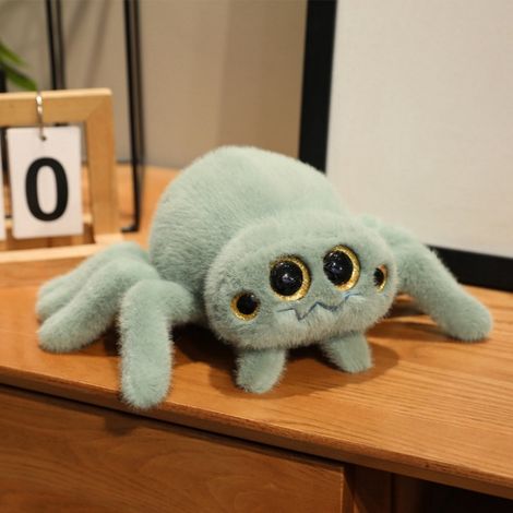 Spider En Peluche - Araignée Sauteuse Noire - Yeux Dorés - Jouet Doux Et Moelleux - 25 X 20 X 4 Cm - 150 G (1/3)